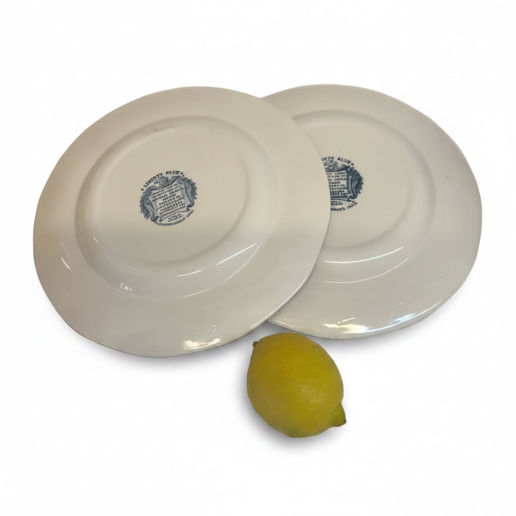 סט זוג צלחות וינטג' | Liberty Blue | פורצלן אנגלי Staffordshire | היכל העצמאות, 1976