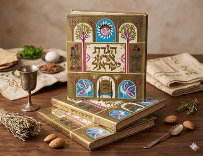 נוסטלגיה ישראלית | סט 4 הגדות "הגדת ארץ ישראל" בכריכה קשה | איורים: שמואל כץ, הוצאת כתר