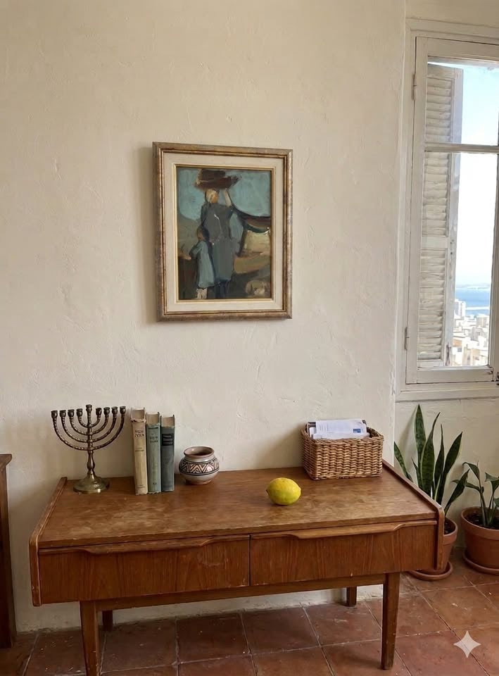 חיים מקל | אֵם וּבַת | שמן על לוח | 39X31 ס״מ | חתום