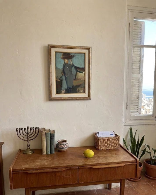 חיים מקל | אֵם וּבַת | שמן על לוח | 39X31 ס״מ | חתום