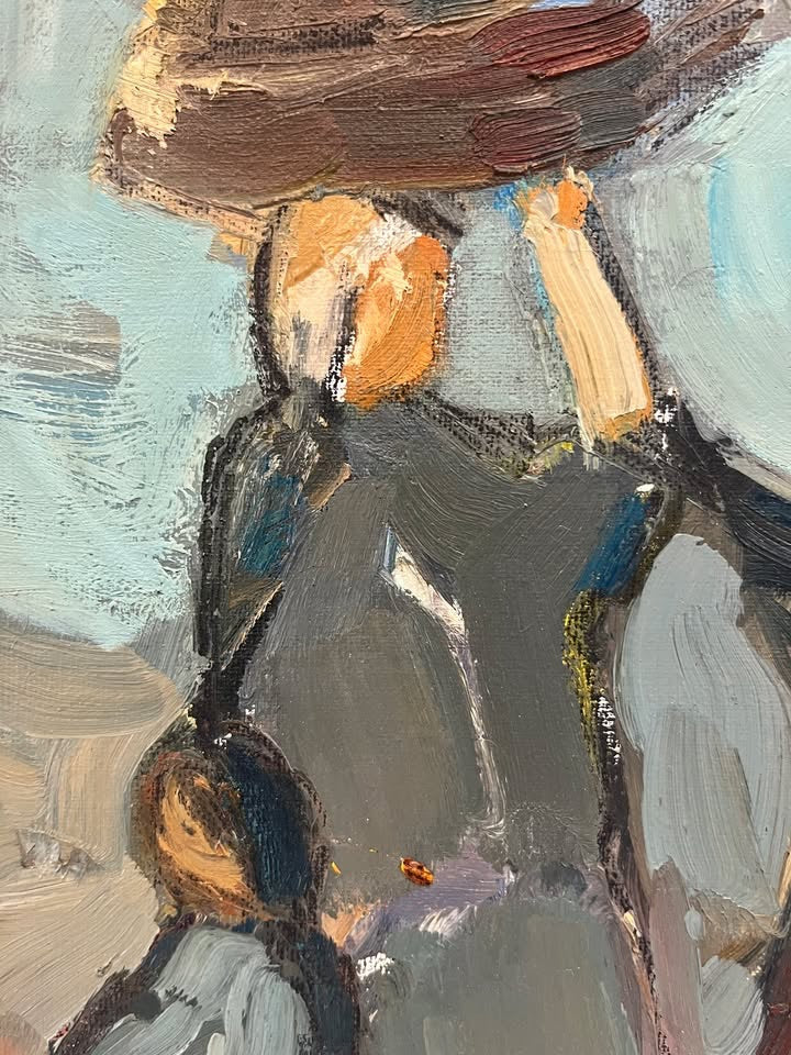 חיים מקל | אֵם וּבַת | שמן על לוח | 39X31 ס״מ | חתום