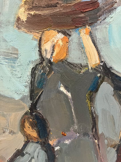 חיים מקל | אֵם וּבַת | שמן על לוח | 39X31 ס״מ | חתום