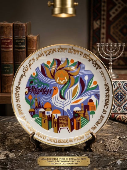 צלחת אספנות "שאלו שלום ירושלים" | איור: שמואל כץ | תוצרת "נעמן", 1979 | מהדורה מוגבלת