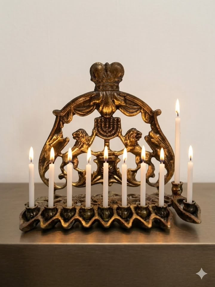 חנוכיית וינטג׳ עשויה פליז