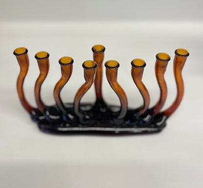 חנוכיית זכוכית מעוצבת ביד אמן