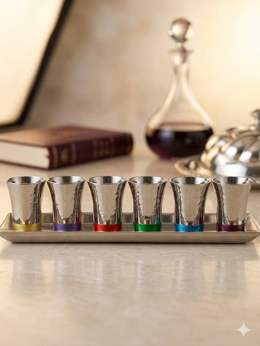 עמנואל, סט כוסיות ליקר ומגש לקידוש