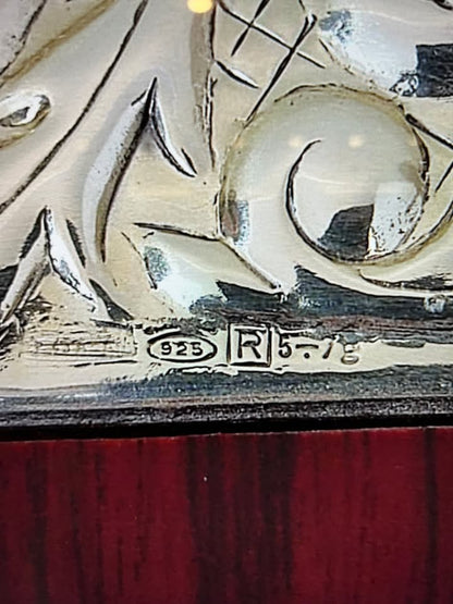 מגש שבת וסכין לחלה, עץ בשילוב כסף 925