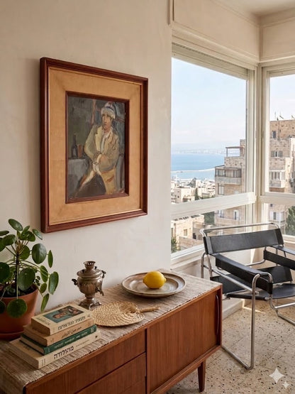 חיים מקל | "דיוקן גבר מבוגר בהרהור" | שמן על עץ | חתום ומתוארך (1975) | יצירה אקספרסיבית-