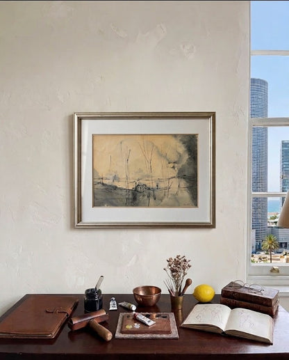 ציור אקוורל מקורי | אסתר פרץ ארד (1921–2005) | "נוף"
