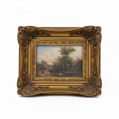 הנרי שייר (1825–1894) | נוף כפרי אנגלי עם פרה ורועה | שמן על לוח | ענתיקה בריטית מוזיאלית מהמאה ה-19