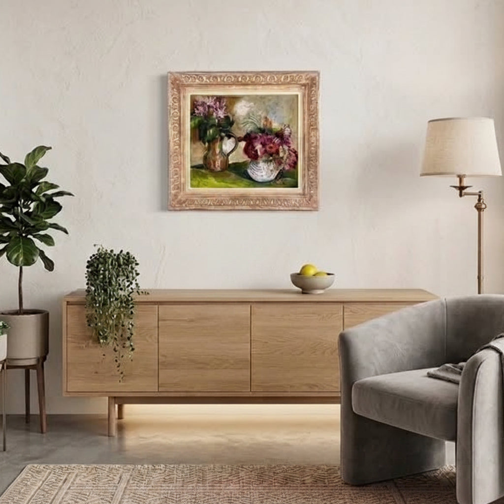 סלה רוסוטה (Sala Russota) | כלניות ורקפות (Still Life with Peonies and Anemones) | שמן על בד | מודרניזם ישראלי / אסכולת פריז המקומית (1976)