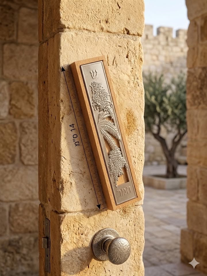 בית מזוזה מעוצב | סדרת "שבעת המינים" | עץ ותבליט מוכסף | החברה הממשלתית למדליות ומטבעות