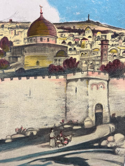 "טריפטיכון ירושלים" | אבל פן (Abel Pann) | ליטוגרפיה צבעונית חתומה וממוספרת