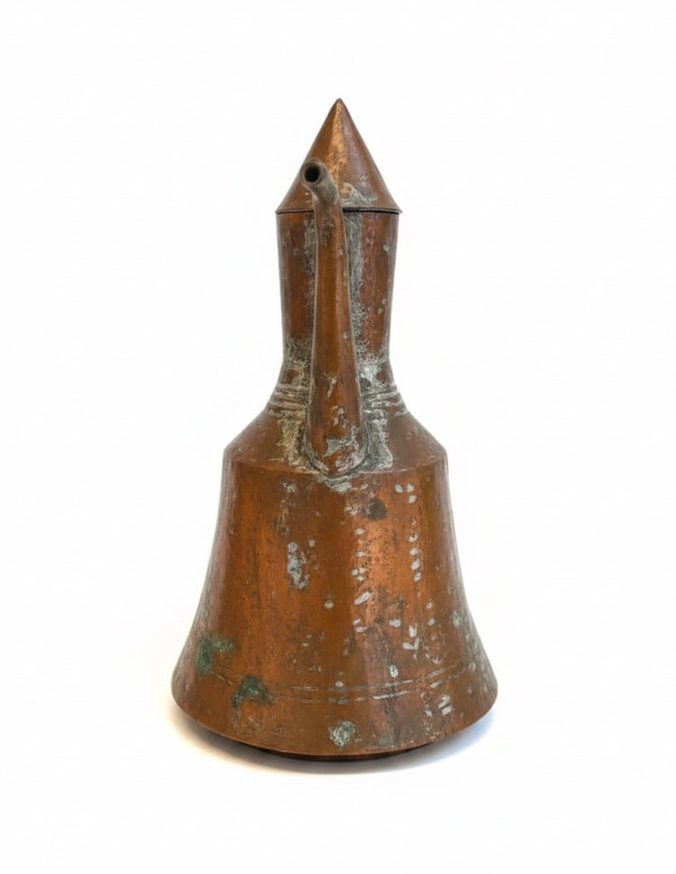 קנקן מים טקסי עתיק ("אפטבה") – עבודת יד בנחושת מוברקת בבדיל | שלהי המאה ה-19 / תחילת המאה ה-20