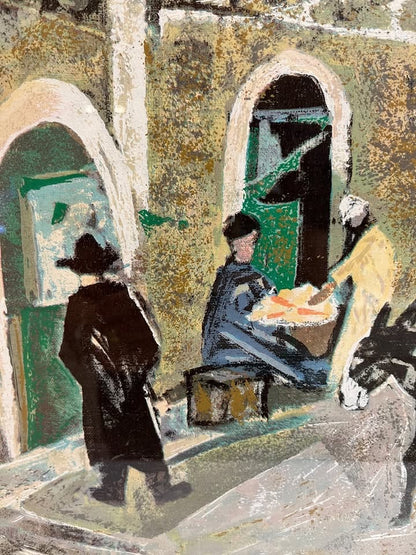 "רוכלים בשוק" | יעקב אייזנשר (Jacob Eisenscher) | ליטוגרפיה צבעונית חתומה וממוספרת