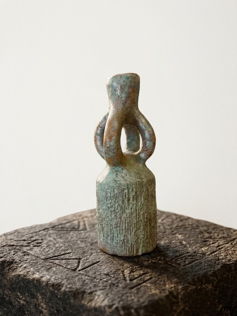 פמוט קרמיקה פיסולי | עבודת סטודיו (Studio Pottery), ישראל | שנות ה-60/70