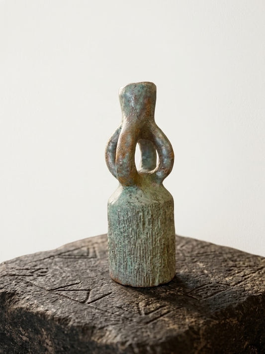 פמוט קרמיקה פיסולי | עבודת סטודיו (Studio Pottery), ישראל | שנות ה-60/70