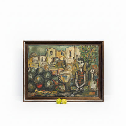 "מוכר האבטיחים" | עקיבא ירקון | שמן על בד, 1969 | וינטג' ישראלי מקורי