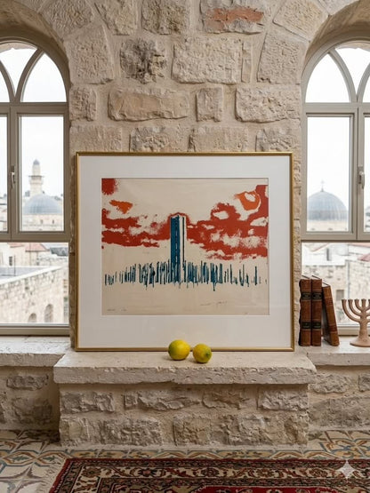 פריט היסטורי נדיר: ליטוגרפיית "אנדרטת אוגדת הפלדה" | חתומה בכתב יד ע"י מנחם בגין, גולדה מאיר ויצחק רבין