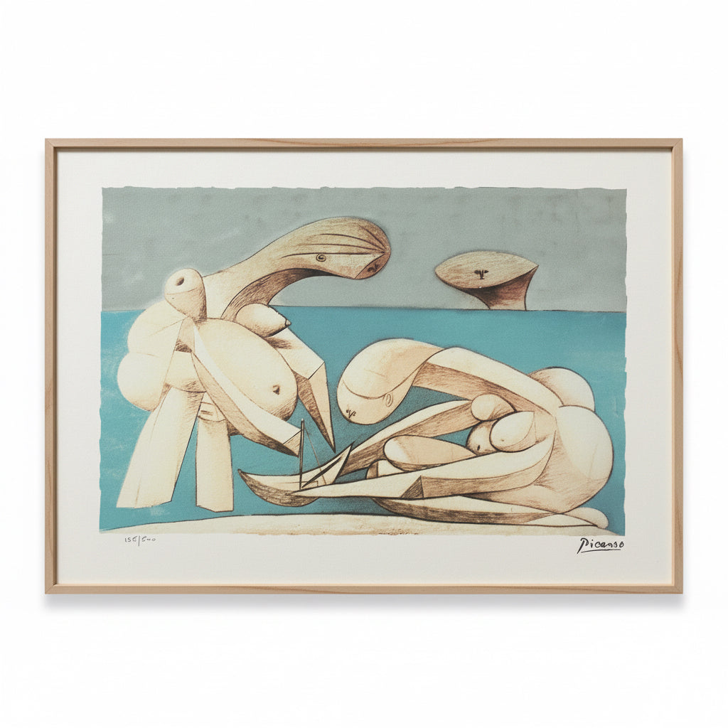 "על החוף" (On the Beach) | פבלו פיקאסו (Pablo Picasso) | ליטוגרפיה צבעונית חתומה וממוספרת