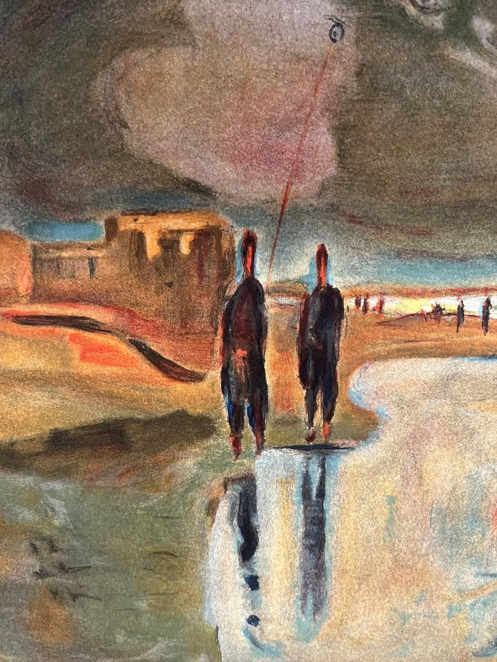 "לפני הסערה" | נחום גוטמן (Nachum Gutman) | ליטוגרפיה צבעונית חתומה וממוספרת