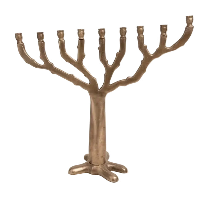 חנוכיית פיוטר מודרנית בעיצוב פיסולי "עץ החיים" – גימור סאטן-מט יוקרתי | יודאיקה עכשווית