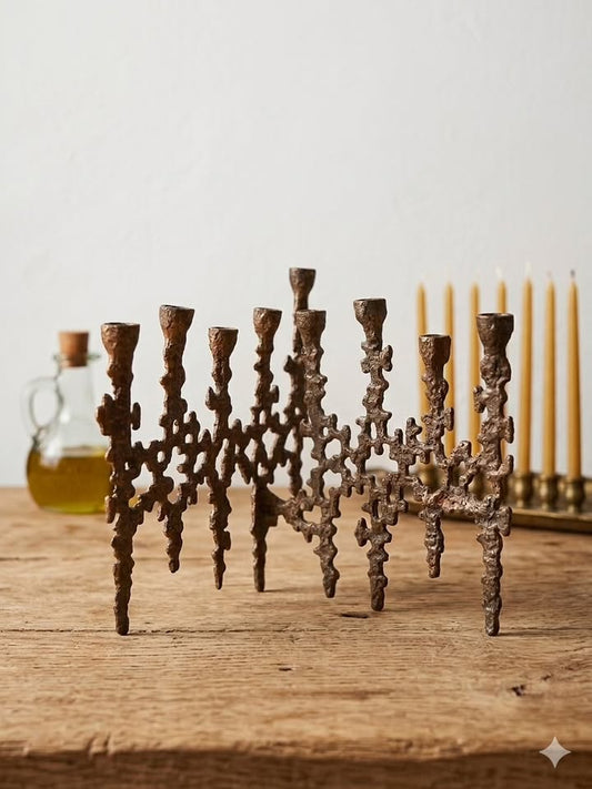 Brass Hannukah lamp, Jerusalem