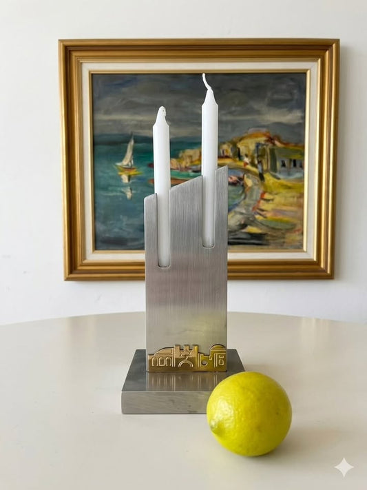 Oppenheim two-branched Shabbat candelabra