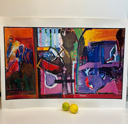 משה גבעתי | "מופשט" (1985) | הדפס רשת מקורי על נייר | חתום בפלטה