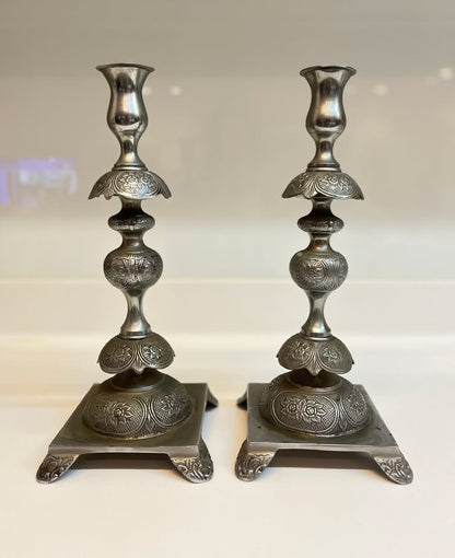 זוג פמוטים פולנים עתיקים, ציפוי כסף