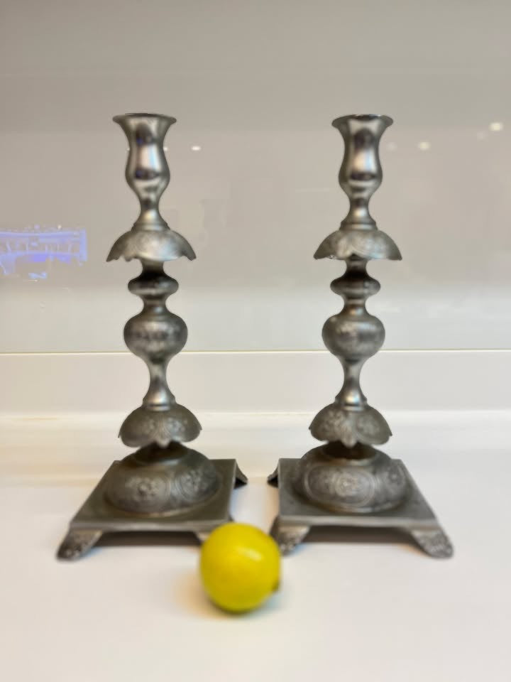 זוג פמוטים פולנים עתיקים, ציפוי כסף