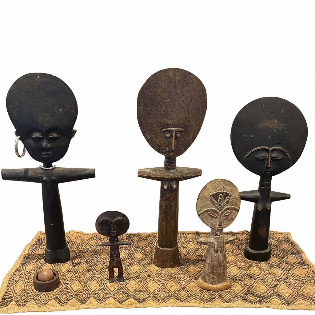 אוסף שטיחוני "קובה" (Kuba Cloth) אתניים – 4 יחידות מקוריות