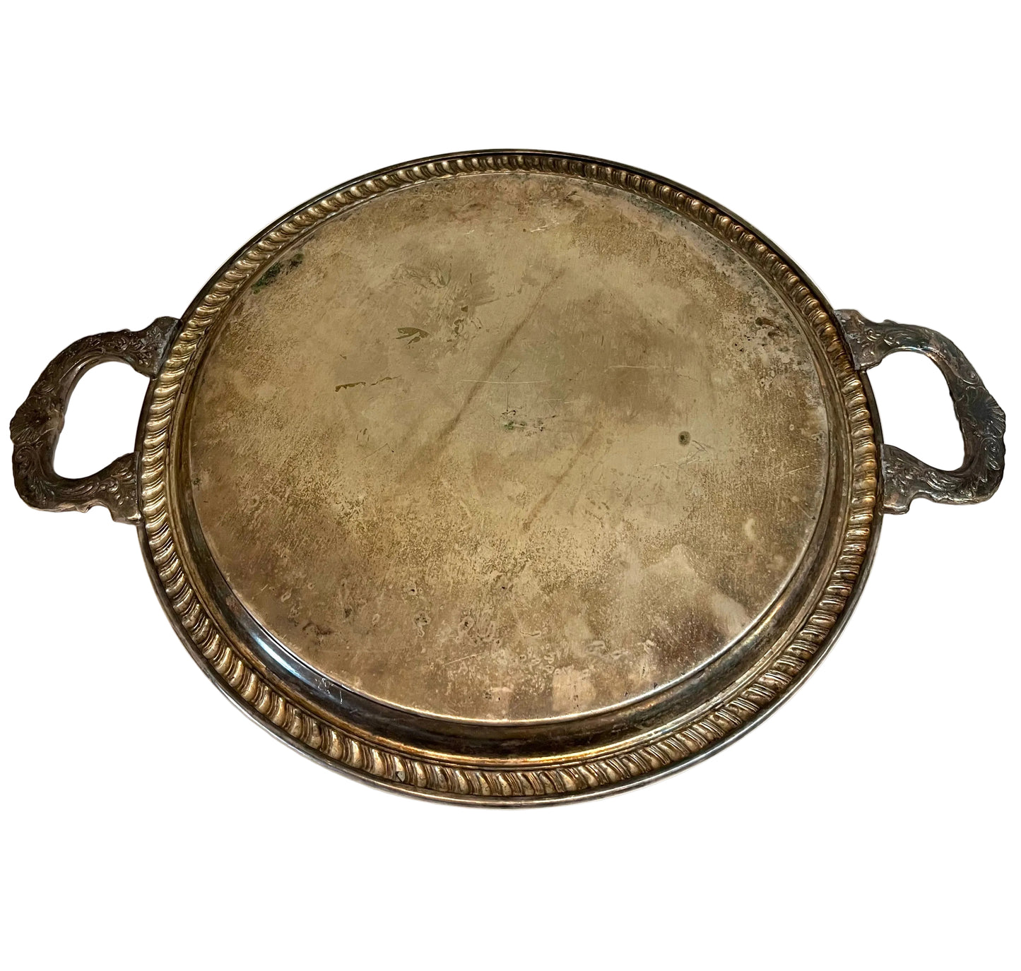 מגש הגשה עגול ומפואר | פלייט כסף (Silver Plated) | חריטות רוקוקו קלאסיות (שלהי המאה ה-19 - אמצע המאה ה-20)
