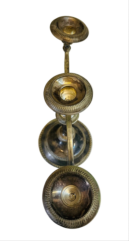 פמוט תלת-קני וינטג' | מצופה כסף (Silver Plated) | עיצוב קלאסי אלגנטי