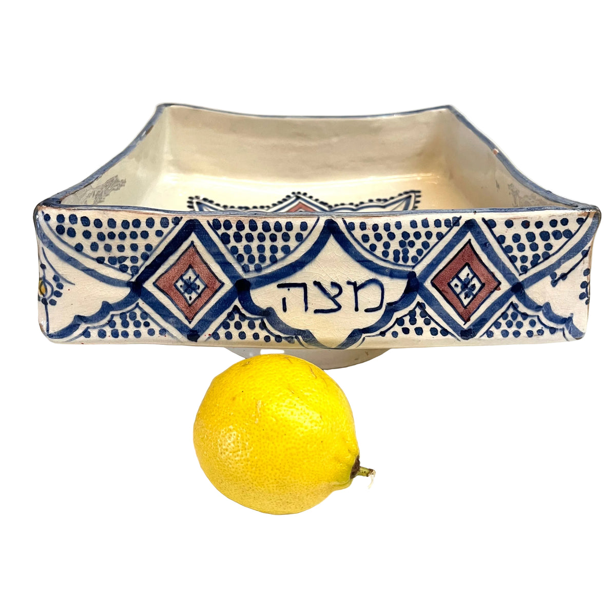 קערת מצות מרוקאית על רגל | קרמיקה עבודת יד | מורשת אמנותית