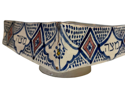קערת מצות מרוקאית על רגל | קרמיקה עבודת יד | מורשת אמנותית