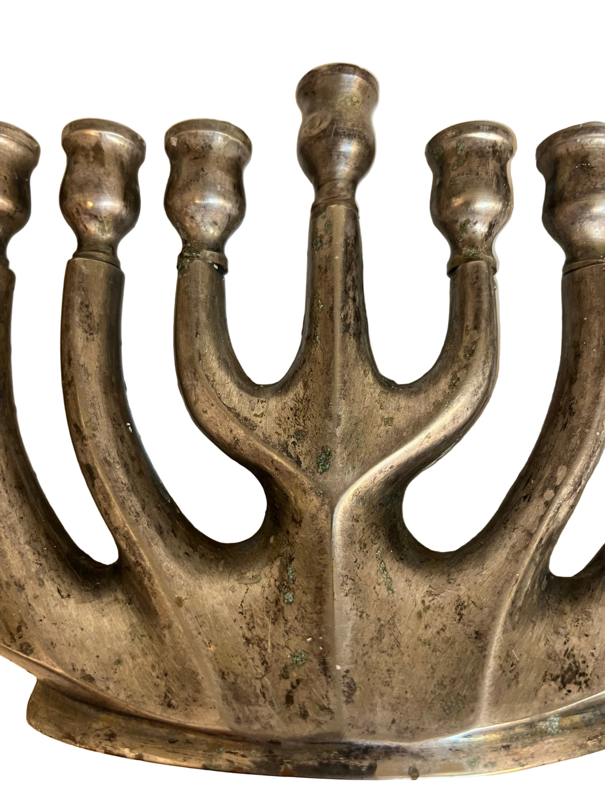 חנוכייה מודרניסטית | ברונזה מוכספת כבדה ומסיבית | וינטג' (שנות ה-50–70)